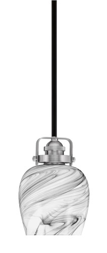 Easton 1 Light Mini Pendant Shown In Matte Black & Brushed Nickel Finish With 6" Onyx Swirl Glass (1941-MBBN-4819)