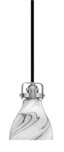 Easton 1 Light Mini Pendant Shown In Matte Black & Brushed Nickel Finish With 6.25" Onyx Swirl Glass (1941-MBBN-4769)