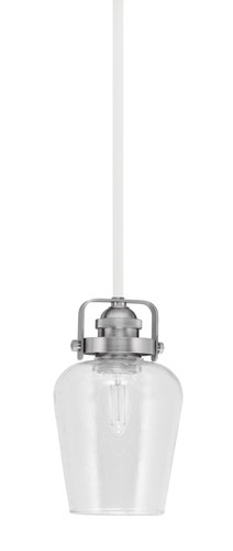 Easton 1 Light Mini Pendant Shown In White & Brushed Nickel Finish With 5" Clear Bubble Glass (1941-WHBN-210)