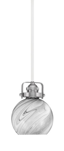 Easton 1 Light Mini Pendant Shown In White & Brushed Nickel Finish With 5.75" Onyx Swirl Glass (1941-WHBN-4109)