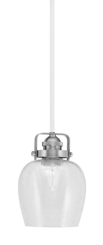 Easton 1 Light Mini Pendant Shown In White & Brushed Nickel Finish With 6" Clear Bubble Glass (1941-WHBN-4810)