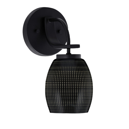 Cavella 1 Light Wall Sconce Shown In Matte Black Finish With 5" Black Matrix Glass (3911-MB-4029)