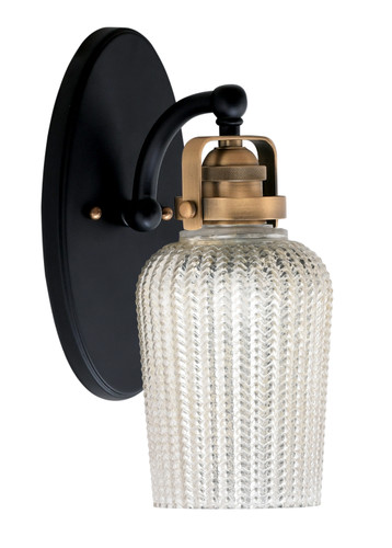 Easton 1 Light Wall Sconce Shown In Matte Black & Brass Finish With 5" Silver Textured Glass (1931-MBBR-4253)