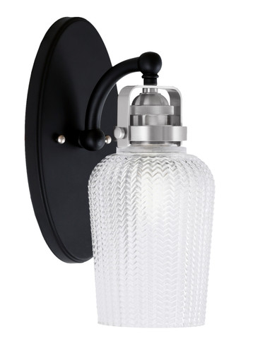 Easton 1 Light Wall Sconce Shown In Matte Black & Brushed Nickel Finish With 5" Clear Textured Glass (1931-MBBN-4250)