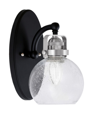 Easton 1 Light Wall Sconce Shown In Matte Black & Brushed Nickel Finish With 5.75" Clear Bubble Glass  (1931-MBBN-4100)