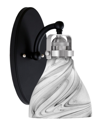 Easton 1 Light Wall Sconce Shown In Matte Black & Brushed Nickel Finish With 6.25" Onyx Swirl Glass (1931-MBBN-4769)