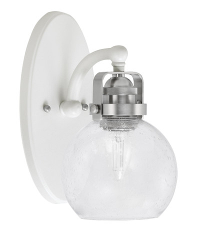 Easton 1 Light Wall Sconce Shown In White & Brushed Nickel Finish With 5.75" Clear Bubble Glass  (1931-WHBN-4100)