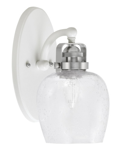 Easton 1 Light Wall Sconce Shown In White & Brushed Nickel Finish With 6" Clear Bubble Glass (1931-WHBN-4810)