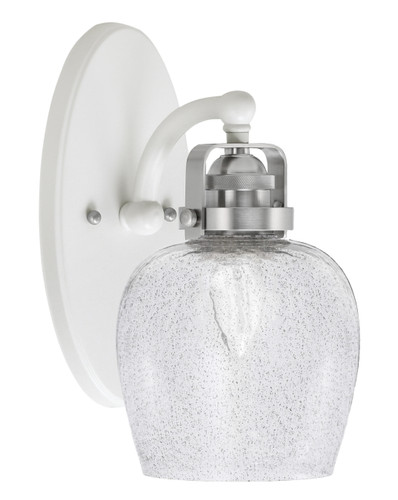 Easton 1 Light Wall Sconce Shown In White & Brushed Nickel Finish With 6" Smoke Bubble Glass (1931-WHBN-4812)