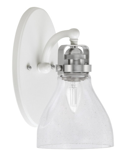 Easton 1 Light Wall Sconce Shown In White & Brushed Nickel Finish With 6.25" Clear Bubble Glass (1931-WHBN-4760)