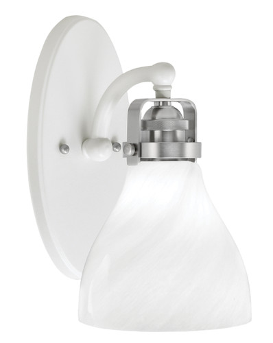 Easton 1 Light Wall Sconce Shown In White & Brushed Nickel Finish With 6.25" White Marble Glass (1931-WHBN-4761)