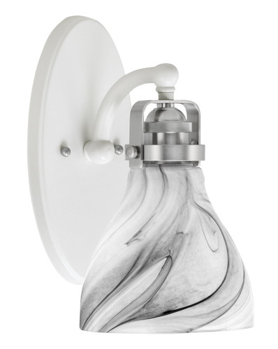 Easton 1 Light Wall Sconce Shown In White & Brushed Nickel Finish With 6.25" Onyx Swirl Glass (1931-WHBN-4769)