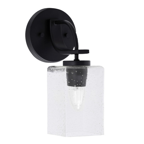 Cavella 1 Light Wall Sconce Shown In Matte Black Finish With 4" Square  Clear Bubble Glass (3911-MB-530)