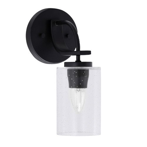Cavella 1 Light Wall Sconce Shown In Matte Black Finish With 4" Clear Bubble Glass (3911-MB-300)