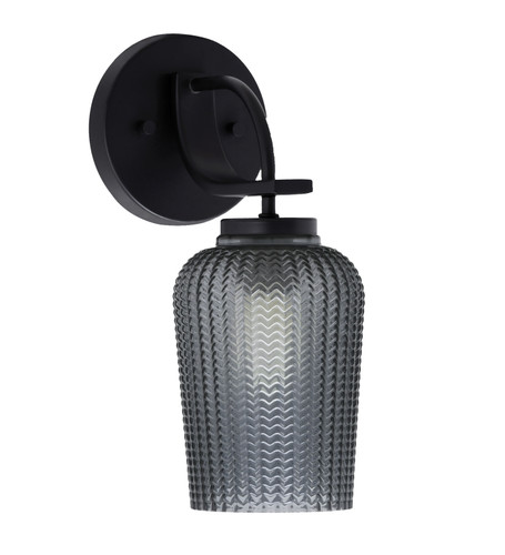 Cavella 1 Light Wall Sconce Shown In Matte Black Finish With 5" Smoke Textured Glass  (3911-MB-4252)
