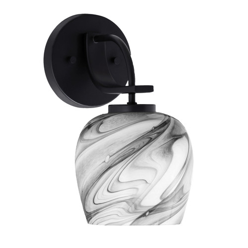 Cavella 1 Light Wall Sconce Shown In Matte Black Finish With 6" Onyx Swirl Glass (3911-MB-4819)