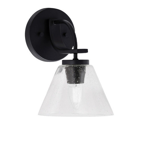 Cavella 1 Light Wall Sconce Shown In Matte Black Finish With 7" Clear Bubble Glass  (3911-MB-302)