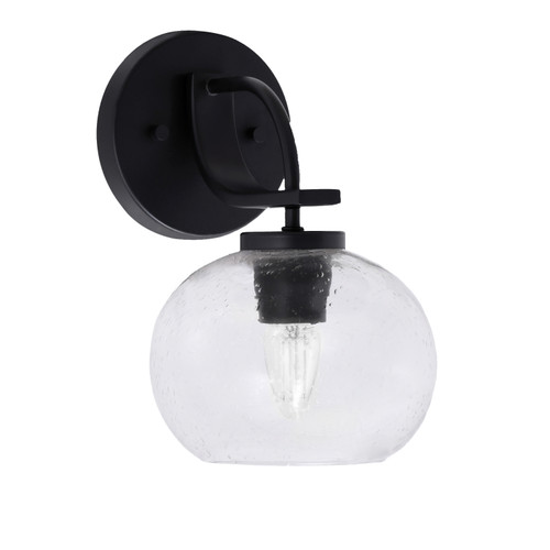 Cavella 1 Light Wall Sconce Shown In Matte Black Finish With 7" Clear Bubble Glass (3911-MB-202)