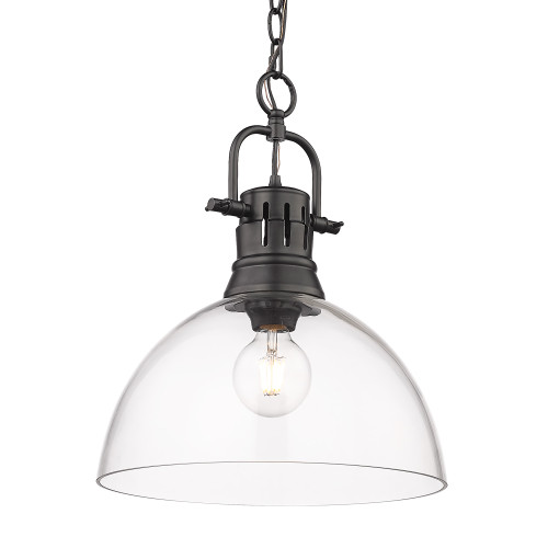 Duncan BLK 1 Light Pendant in Matte Black with Clear Glass Shade (3602-L BLK-CLR)