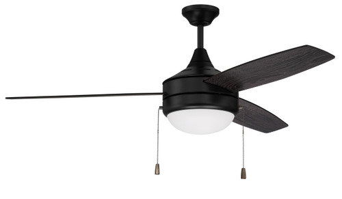 Phaze 3 52" 3-Blade Ceiling Fan in Flat Black w/ Flat Black/Greywood Blades; Integrated Light Kit (PHA52FB3)