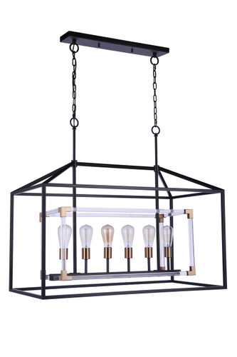 Aaron 6 Light Island in Flat Black/Satin Brass (58076-FBSB)