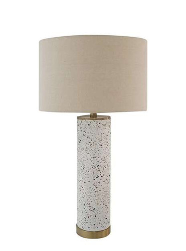 1 Light Metal/Concrete Base Table Lamp in White Terrazo/Antique Brass (86248)