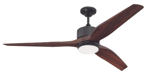 Mobi 60" 3-Blade Indoor/Outdoor (Wet) Ceiling Fan in Oiled Bronze w/ Mahogany Blades; Integrated Light Kit (MOB60OB3)