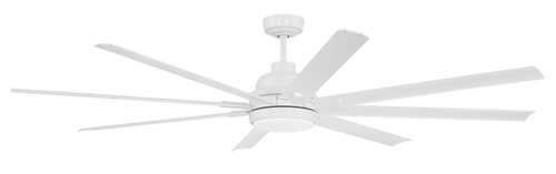 Rush 72" 8-Blade Indoor/Outdoor (Wet) Ceiling Fan in White w/ White Blades; Light Kit Included (optional) (RSH72W8)