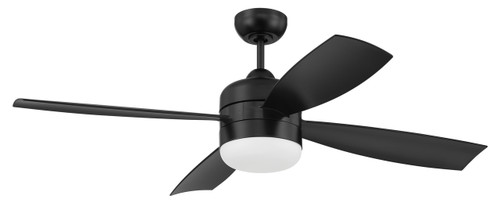 Sebastion 52" 4-Blade Indoor/Outdoor (Wet) Ceiling Fan in Flat Black w/ Flat Black Blades; Light Kit Included (optional) (SBN52FB4)
