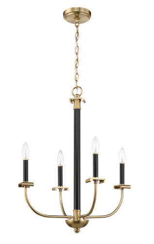 Stanza 4 Light Chandelier in Flat Black/Satin Brass (54824-FBSB)