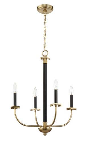 Stanza 4 Light Chandelier in Flat Black/Satin Brass (54824-FBSB)