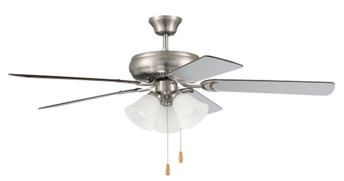 Decorator's Choice 52" Indoor Fan,  3-Lt BR PN, BR Nickel/Walnut Blades (DCF52BNK5C3W)