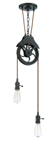 Design-A-Fixture 2 Light Keyed Socket Pulley Pendant Hardware in Aged Bronze Brushed (CPMKP-2ABZ)