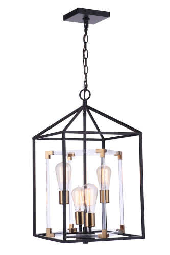 Aaron 4 Light Acrylic Pendant in Flat Black/Satin Brass (P986FBSB4)