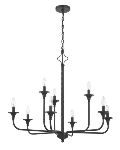 Jolenne 9  Light Two-Tier Chandelier in Flat Black (57029-FB)