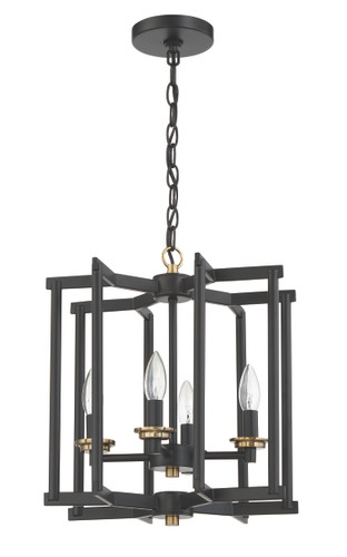 Avante Grand 4 Light Cage Foyer in Flat Black/Satin Brass (56934-FBSB)