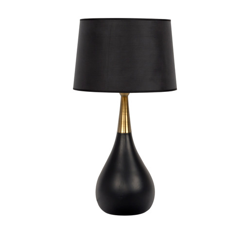 1 Light Metal/Poly Base Table Lamp in Black/Antique Brass (86222)