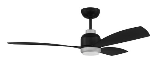 Donovan 52" 3-Blade Indoor/Outdoor (Damp) Ceiling Fan, Flat Black/Painted Nickel finish, Flat black Blades, Light kit Included (Optional) (DVN52FBPN3)