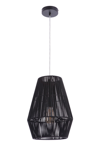 Natural Pendant 1 Light Pendant w/ Woven Black Rattan Shade (P2009-FB)