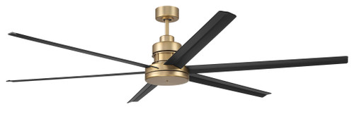 Mondo 72" 6-Blade Ceiling Fan in Satin Brass w/ Flat Black Blades; Light Kit Optional (Not Included) (MND72SBFB6)