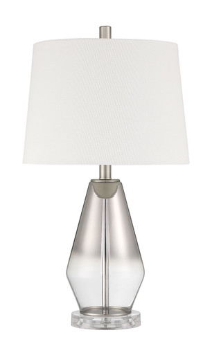 1 Light Glass/Metal Base Table Lamp in Ombre Mercury/Brushed Nickel (86262)