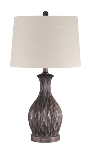 1 Light Resin Base Table Lamp in Carved Painted Brown (86268)