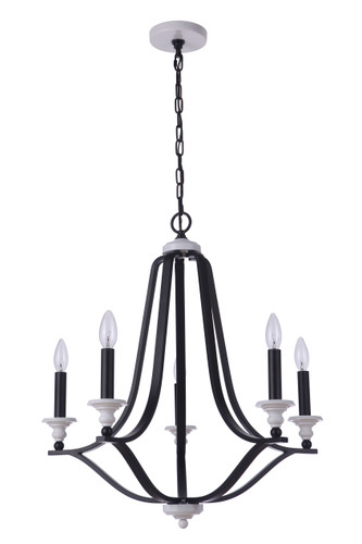 Esme 5 Light Chandelier in Flat Black/Matte White (57625-FBMWW)