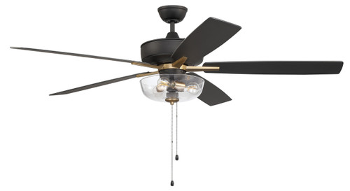 Super Pro 101 60" Indoor Fan Flat BK/SatBrass, BK Walnut/Flat BK Blades (S101FBSB5-60BWNFB)