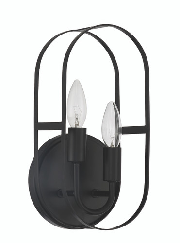 Mindful 2 Light Sconce in Flat Black (12806FB2)