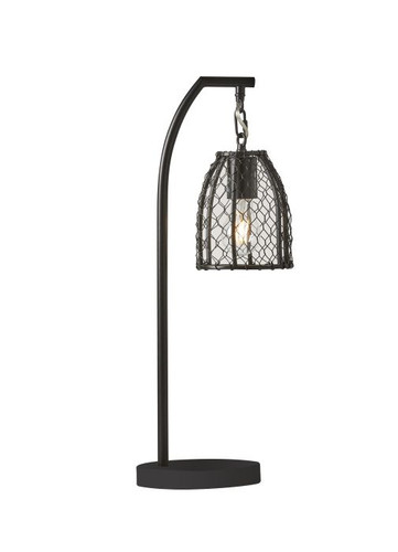 1 Light Metal Base Table Lamp in Faux Wood/ Black (86252)