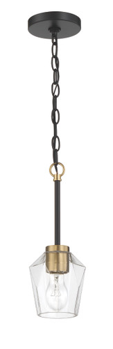 Avante Grand 1 Light Mini Pendant in Flat Black/Satin Brass (56991-FBSB)