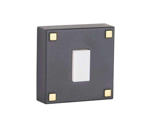 Surface Mount LED Lighted Push Button in Flat Black w/ Satin Brass Accents (PB5015-FBSB)