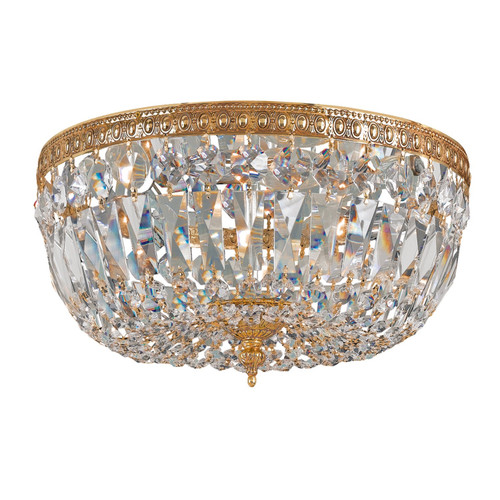 Crystorama 3 Light Spectra Crystal Olde Brass Ceiling Mount (712-OB-CL-SAQ)