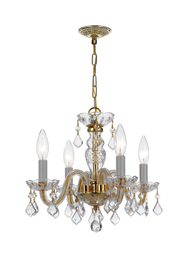 Traditional Crystal 4 Light Clear Italian Crystal Polished Brass Mini Chandelier (1064-PB-CL-I)